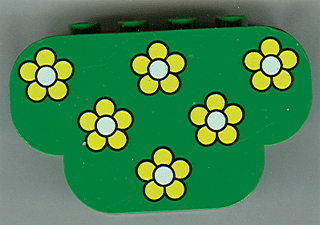 Slope, Curved 6 x 2 x 3 Triple with 8 Studs with Yellow Flowers Pattern