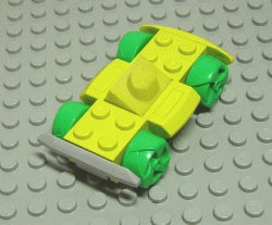 Vehicle, Base 4 x 6 Racer Base with Bright Green Wheels and Light Gray Bumper