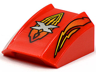 Slope, Curved 2 x 2 Lip with Island Xtreme Stunts Logo and Flames Pattern