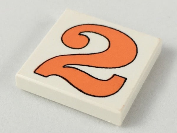 Tile 2 x 2 with Number  2 Orange Pattern