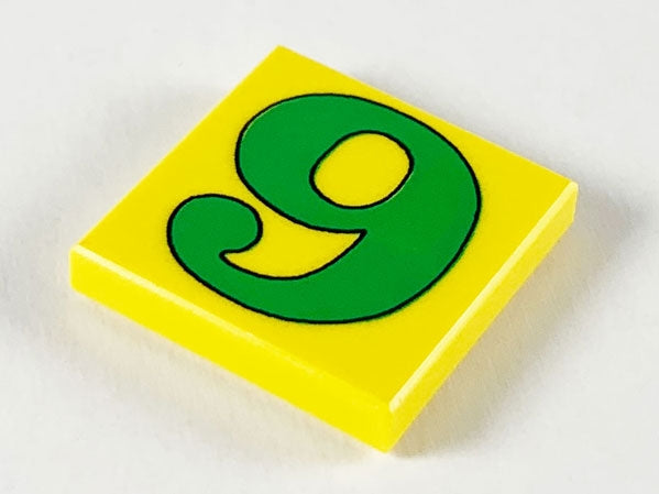 Tile 2 x 2 with Number  6 / 9 Green Pattern