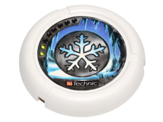 Throwing Disk with Throwbot Ski / Slizer Ice 2 Pips, LEGO Technic Logo, and Snowflake Emblem Pattern