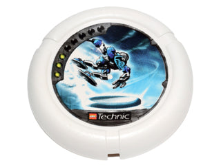 Throwing Disk with Throwbot Ski / Slizer Ice 3 Pips, LEGO Technic Logo, and Robot Throwing Disk Pattern