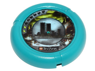 Throwing Disk with Throwbot Turbo / Slizer City 2 Pips, LEGO Technic Logo, and City Skyline Emblem Pattern