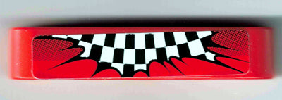 Technic, Liftarm Thick 1 x 5 with Black and White Checkered Flag Explosion on Red Background Pattern &#40;Sticker&#41; - Set 8242