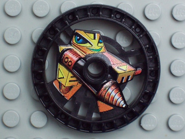 Technic, Disk 5 x 5 - RoboRider Talisman Wheel, Driller Mold with Robot Pattern