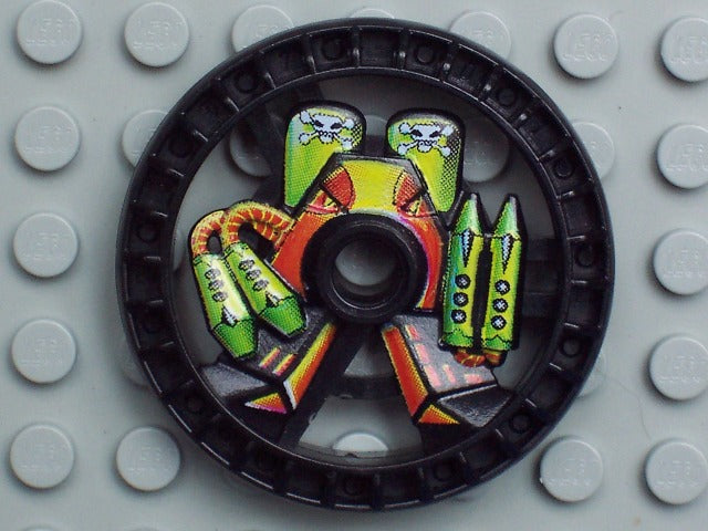 Technic, Disk 5 x 5 - RoboRider Talisman Wheel, Toxic Mold with Robot Pattern