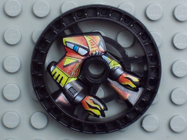 Technic, Disk 5 x 5 - RoboRider Talisman Wheel, Flame Mold with Robot Pattern