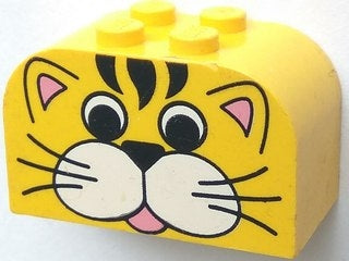 Slope, Curved 4 x 2 x 2 Double with 4 Studs with Tiger Face Pattern