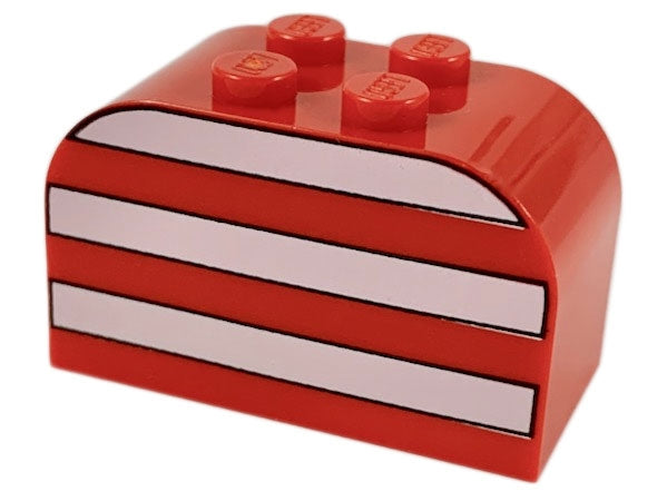 Slope, Curved 4 x 2 x 2 Double with 4 Studs with White Stripes Pattern