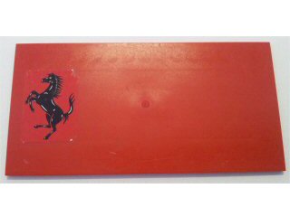 Tile 8 x 16 with Bottom Tubes on Edges with Black Horse Ferrari Logo Pattern Model Right Side &#40;Sticker&#41; - Set 8654