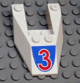 Wedge 6 x 4 Cutout without Stud Notches with Red Number 3 on Curved Blue Background Pattern