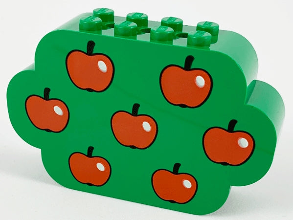 Slope, Curved 8 x 2 x 4 Triple with 8 Studs with Red Apples Pattern