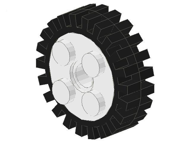 Wheel FreeStyle with Technic Pin Hole with Black Tire 24mm D. x 8mm Offset Tread - Interior Ridges &#40;6248 / 3483&#41;