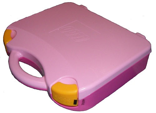 Storage Case with Rounded Corners and Bright Pink Lid, Yellow Latches