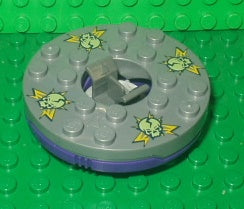 Turntable 6 x 6 x 1 1/3 Round Base with Flat Silver Top and Glow In Dark Skulls on Yellow Pattern &#40;Ninjago Spinner&#41;