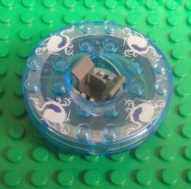 Turntable 6 x 6 x 1 1/3 Round Base with Trans-Medium Blue Top and White and Purple Pattern &#40;Ninjago Spinner&#41;