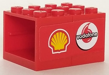 Stickered Assembly 4 x 3 x 2 with Shell and Vodafone Logos Pattern Model Left Side &#40;Sticker&#41; - Set 8672 - 2 Container, Cupboard 2 x 3 x 2 - Solid Studs