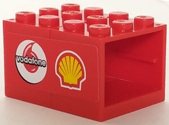 Stickered Assembly 4 x 3 x 2 with Shell and Vodafone Logos Pattern Model Right Side &#40;Sticker&#41; - Set 8672 - 2 Container, Cupboard 2 x 3 x 2 - Solid Studs