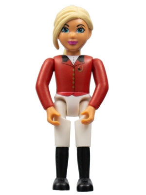 Belville Female, Child Girl &#40;Horse Rider&#41; - White Shorts, Red Top with Buttons Pattern, Light Yellow Hair, Black Shoes &#40;4519436&#41;