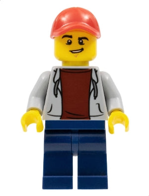 ATV Driver - Male, Open Hoodie, Dark Blue Legs, Red Cap