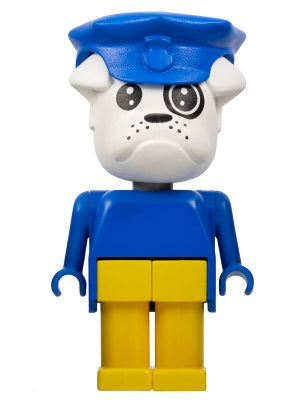 Fabuland Bulldog - Boris Bulldog &#40;Postman&#41;, White Head, Blue Hat and Top