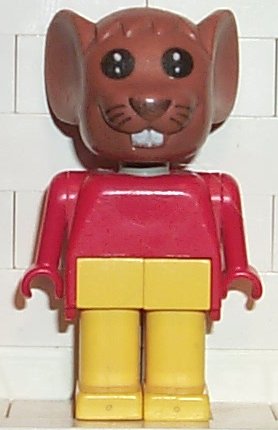 Fabuland Mouse - Maximillian Mouse &#40;Max&#41;, Brown Head, Yellow Legs, Red Top