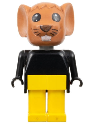 Fabuland Mouse - Michael Mouse &#40;Moe&#41;, Brown Head, Yellow Legs, Black Top
