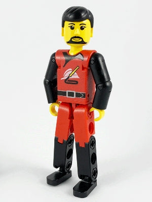 Technic Figure Red/Black Legs, Red Top, Black Hair (Fireman)