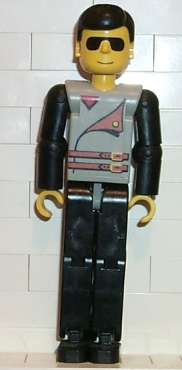 Technic Figure Black Legs, Light Gray Top with 2 Brown Belts, Black Arms &#40;4105224&#41;